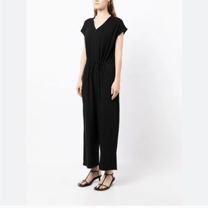 Eileen Fisher Ankle Wide Zip Front Drawstring Jumpsuit Size Medium